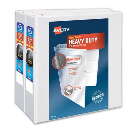 Workstationpro 4 in. Heavy-Duty Non Stick View Binder, White, 2PK TH3744829